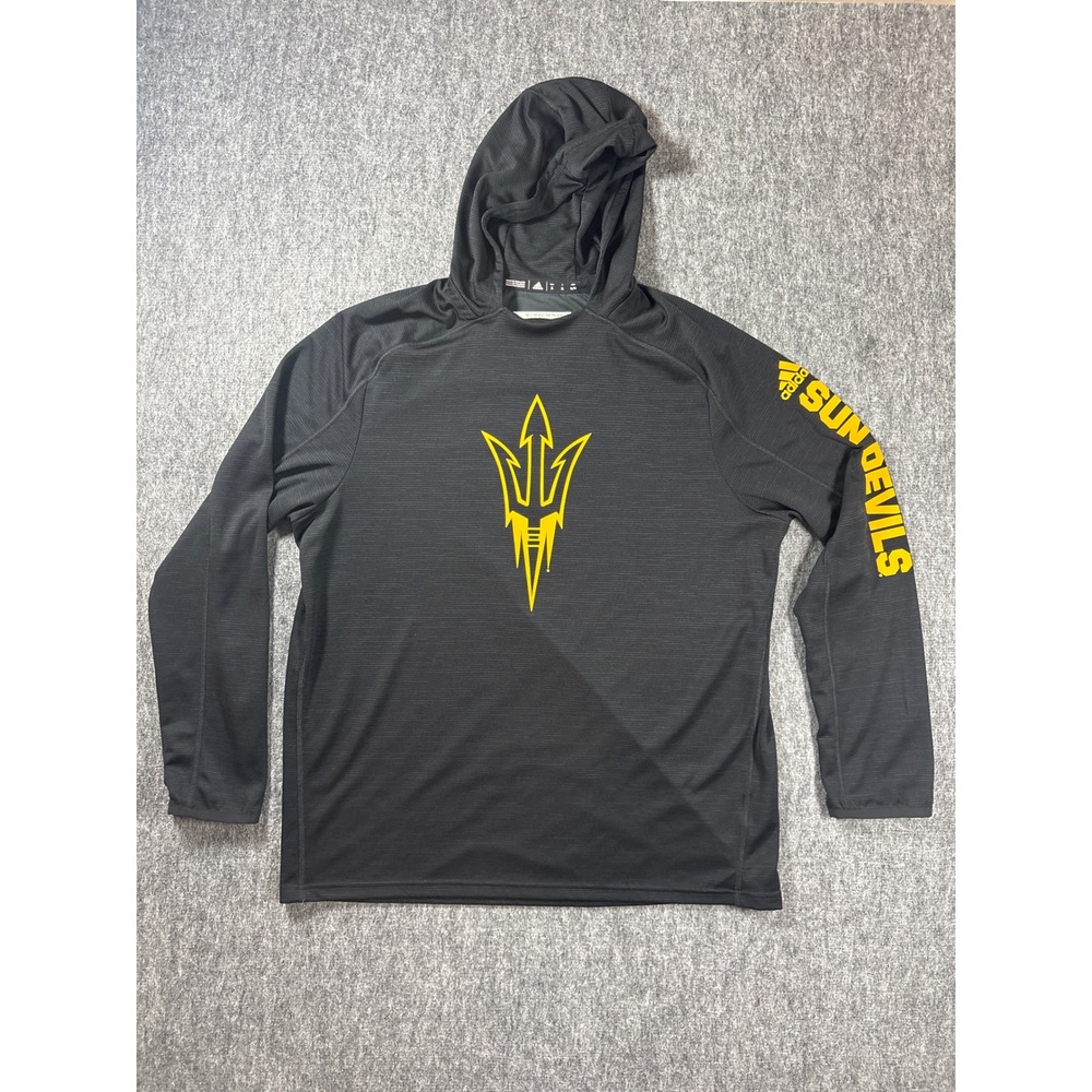 Adidas ASU Sun‎ Devils Men XL Black Climalite Pitchfork Pullover Hoodie Shirt